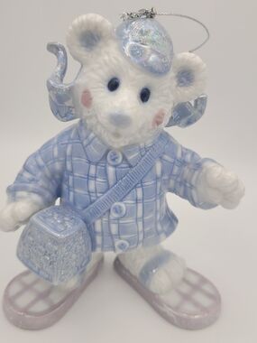 Ceramic Mouse On Snow Shoes Christmas Tree Ornament